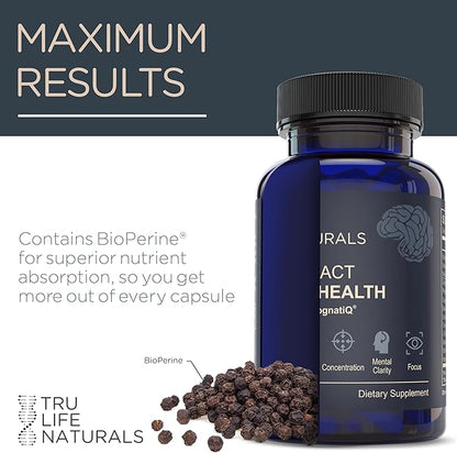 NEUROACT Brain Health Memory, Focus, Concentration, Mental Clarity with CognatiQ, Vitamin B3 & B6 | Manage Stress & Elevate Mood | Holistic Brain Health Formula, Sustained Energy & Well Being