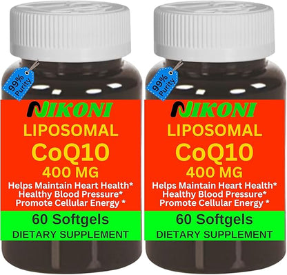 Liposomal CoQ10 400 mg, Higher Absorption, Supports Heart, Brain & Energy (120 Softgels)