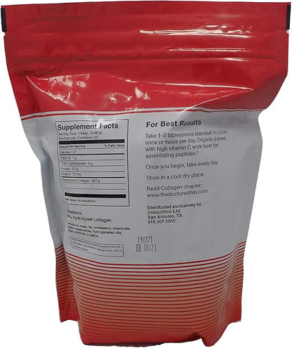 The Doctor Within Hydrolyzed Collagen Powder – Unflavored, Grass-Fed Protein Peptides for Men and Women, 1.1 lbs