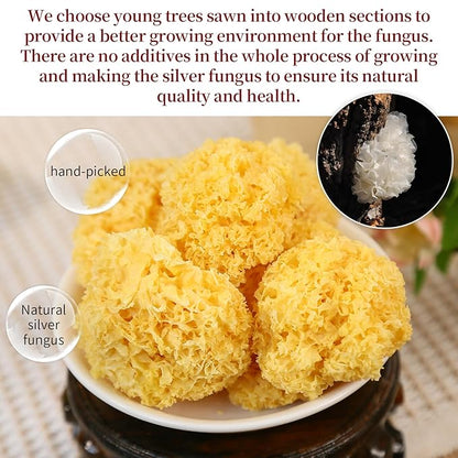 Wanhua Hall Dried White Snow Fungus Mushroom Whole White Wood Ear Mushroom for Cooking Tremella Fuciformis Mushroom 3.5oz/100g All Natural Vegan,Gluten-Free,No Additive 银耳 椴耳 雪耳 去根椴木小银耳