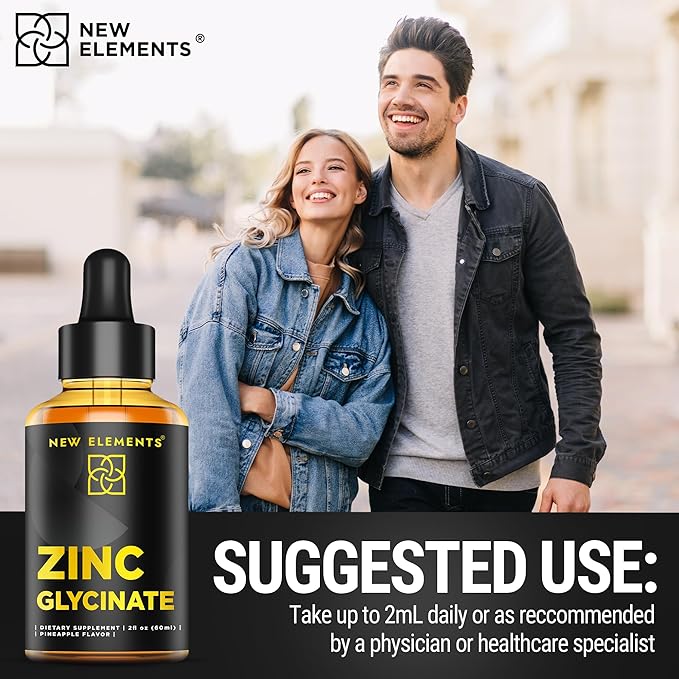 Zinc Supplements 50mg | Liquid Zinc Supplement | Zinc Glycinate Drops for Adults | Supports Immune Health | Metabolism | Skin Care Supplement | Non-GMO | Vegan | Gluten-Free