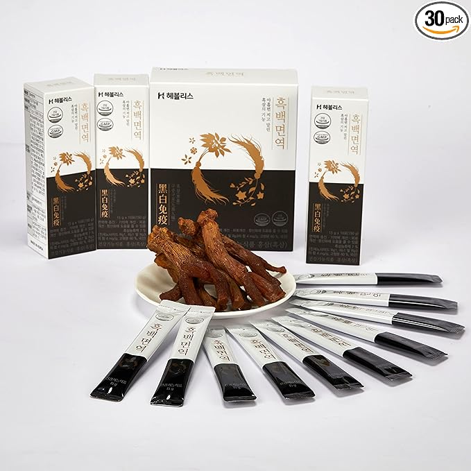 [HEBLIS] Korean Black Ginseng and White Platycodon, Asian Panax Ginseng Extract, Energy Supplements, Immune Support, Ginseng Honey Sticks