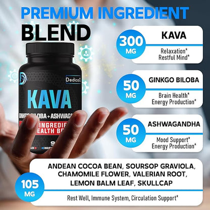 9in1 Kava Kava Capsules 5-Month Supply 15:1 Extract for Sleep, Mind & Immune Support - 9 Natural Herbs Includes Ginkgo, Ashwagandha, Graviola, Valerian & More - 150 Vegan Capsules