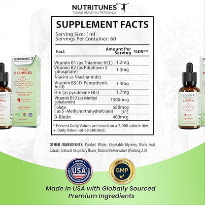 Liquid Vitamin B Complex – High-Potency and Complete B-Vitamin Drops for Energy, Metabolism, and Nervous System Support – Strawberry Flavored, Non-GMO, Sugar-Free – 60 Servings (2oz)