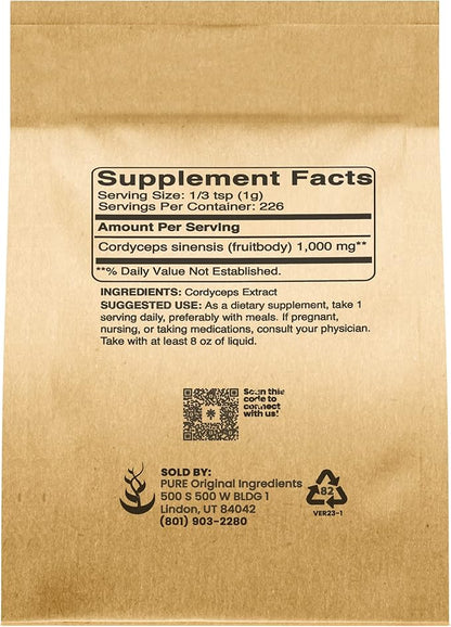 Pure Original Ingredients Cordyceps (8oz) Traditional Herbal Supplement, Non-GMO