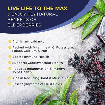 Organic Elderberry Syrup, 60 Day Supply, Black Liquid Drops for Immune Support, Sambucus Elderberry Syrup - Liquid Extract Drops for Kids & Adults - Extra Strength (2 Pack)