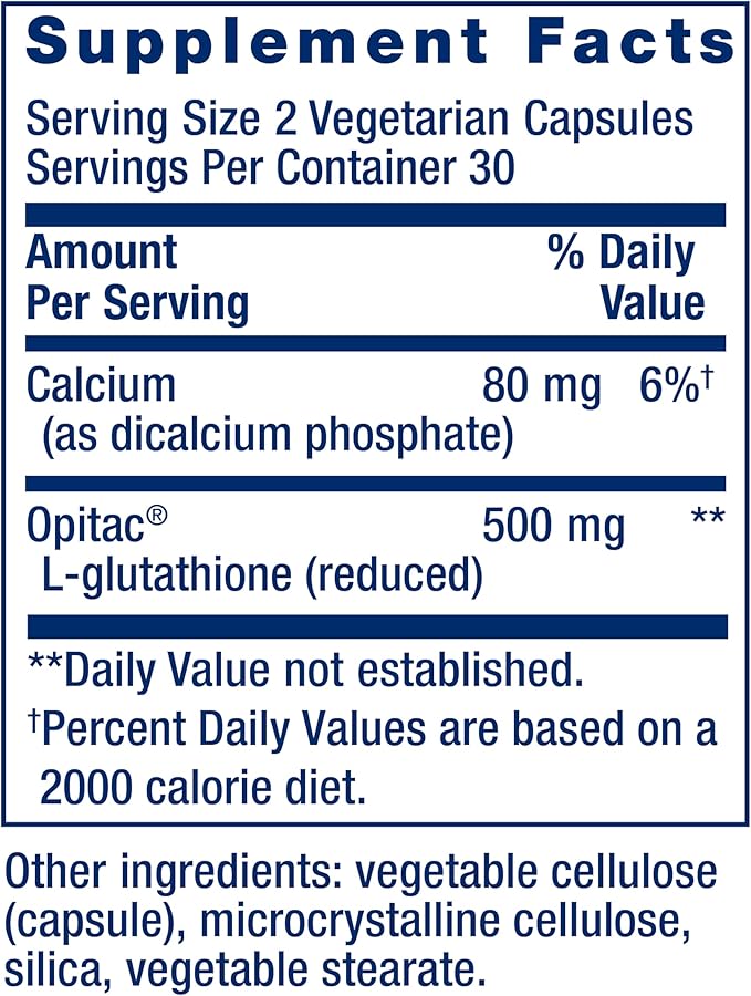 Life Extension Glutathione 500 mg – Glutathione Capsules, Antioxidant Supplement, Oxidative Stress, Active Reduced Form – Gluten-Free, Non-GMO, Vegetarian – 60 Capsules