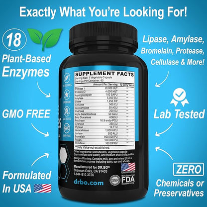 Digestive Enzymes Supplements Plant Based - Pancreatic & Proteolytic Super Digestion Enzyme Supplement Pills Aid for Bloating Relief for Women & Men - Lipase, Amylase, Bromelain, Protease & Cellulase
