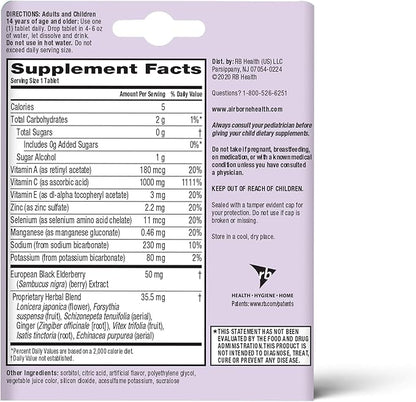 Airborne Elderberry Extract + Vitamin C 1000mg (per Serving) - Effervescent Tablets (20 Count in a Box), Gluten-Free Immune Support Supplement, with Vitamins A C E, Zinc, Selenium, Sugar Free