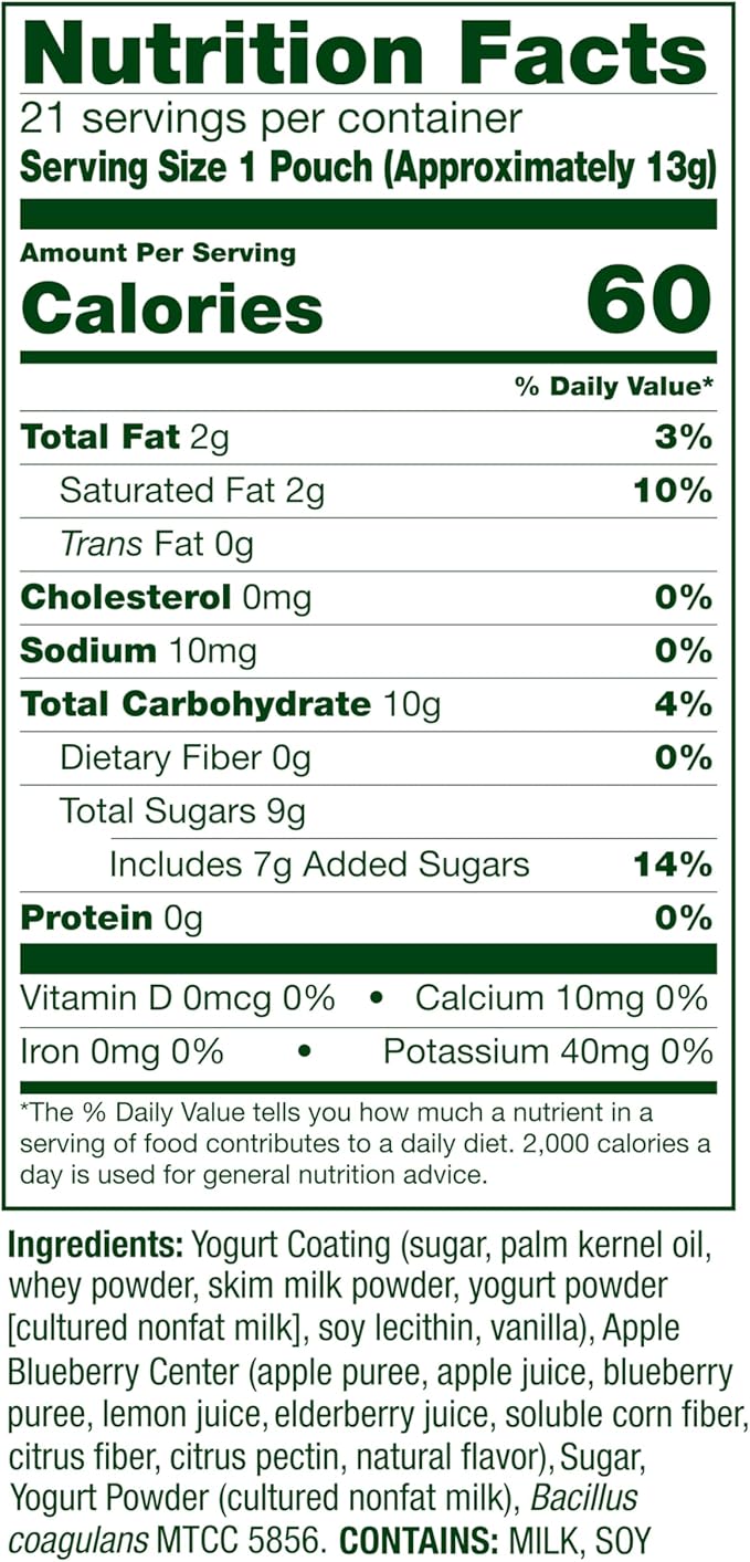 Align Probiotic, Yogurt Coated Probiotic Fruit Bites, Added Probiotic Helps Support Digestive Health, From the Maker of the #1 Doctor Recommended Probiotic Brand‡, Apple Blueberry Flavor, 21 Pouches