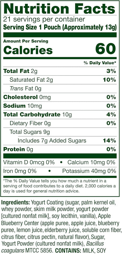 Align Probiotic, Yogurt Coated Probiotic Fruit Bites, Added Probiotic Helps Support Digestive Health, From the Maker of the #1 Doctor Recommended Probiotic Brand‡, Apple Blueberry Flavor, 21 Pouches