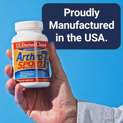 U.S. Doctors’ Clinical Arthro-7 Sport - Clinically Proven AR7 Blend + 100mg Hyaluronic Acid & Vitamin C for Flexibility, Mobility, & Strong Cartilage - 60 Capsules - 15/30-Day Supply
