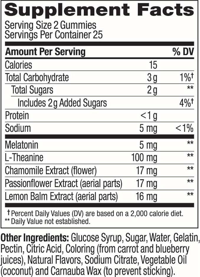OLLY Extra Strength Sleep Gummy, 5 mg Melatonin, L-Theanine, Chamomile, Lemon Balm, Sleep Aid, BlackBerry - 50 Count