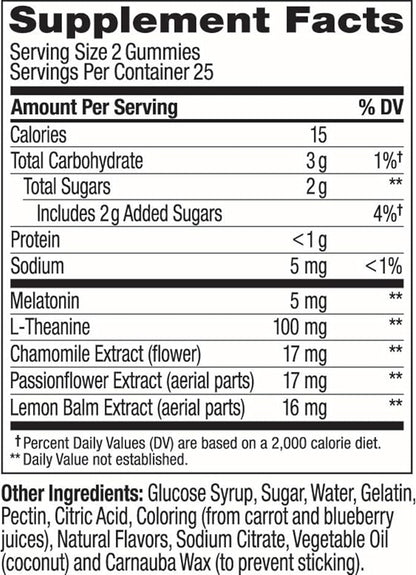 OLLY Extra Strength Sleep Gummy, 5 mg Melatonin, L-Theanine, Chamomile, Lemon Balm, Sleep Aid, BlackBerry - 50 Count