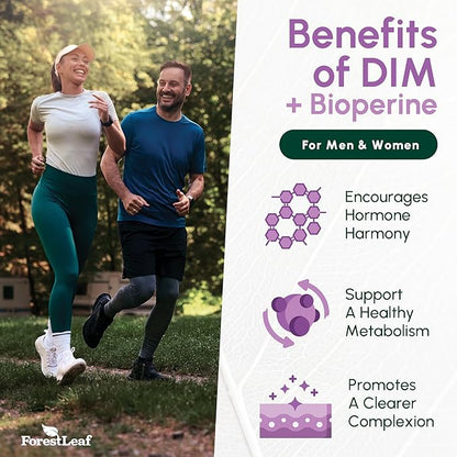 DIM Estrogen Supplement for Women & Men - 300mg DIM Supplement for Women/Men - Diindolylmethane with BioPerine Black Pepper - Support for Metabolism, Hormone Balance, Menopause - 90 Capsules