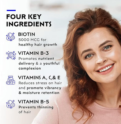 Elon Matrix 5000 Complete Multivitamin — Skin, Hair and Nail Growth Vitamins — Healthy Hair Growth Vitamins for Women & Men — 5000Mcg Biotin Supplement, Pack of 3 (180 Day Supply)