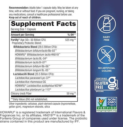 Nature’s Way Fortify Extra Strength(1) Probiotic Age 50+, 50 Billion Live Cultures, 11 Strains, Prebiotics, Digestive Health*, Immune Support*, Colon Health*, 30 Capsules