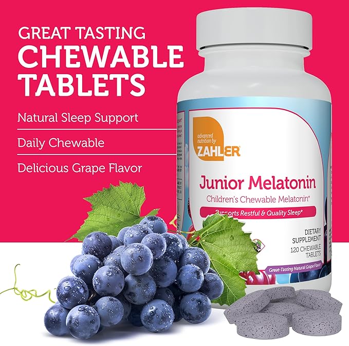 Zahler 1MG Children's Melatonin for Kids - Sleep Support and Quality Rest for Ages 4+ Delicious Natural Grape Flavor - Non GMO Kosher Low Dose Childrens Melatonin 1 MG (120)