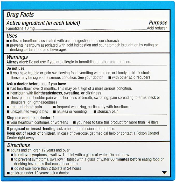 Rite Aid Acid Reducer, Original Strength Famotidine Tablets, 10 mg - 2 Bottles, 90 Count Each (180 Count Total) | Heartburn Relief | Acid Reflux | Heartburn Chews & Tablets