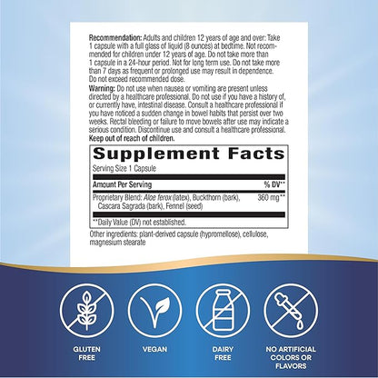 Nature's Way AloeMaxLax with Cascara Sagrada, Occasional Constipation Relief*, 100 Vegan Capsules