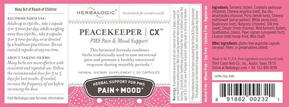 Peacekeeper CX Herb Capsules - Reduces PMS Related Mood Swings - Reduces Cramps & Pain Associated with Monthly Periods - Contains Turmeric & Corydalis - 30 Cap Count