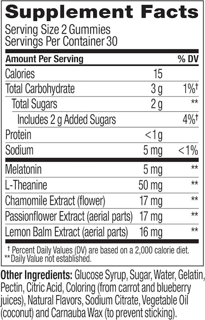 OLLY Extra Strength Sleep, 5 mg Melatonin L-Theanine, Chamomile and Botanicals - 60ct Pouch