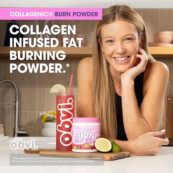 Obvi Collagenic Burn Powder | Multi-Collagen Peptide Blend with GBB, Ashwagandha & Green Coffee | Boosts Metabolism, Supports Skin, Hair, Nails, Joints | Pineapple Coconut 25 Servings