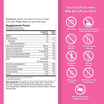 One A Day Teen Girl’s Daily Essentials Multivitamin Gummies, Teen Girl Multivitamins with Biotin, Vitamin B12 and B6, Vitamin C, Raspberry Natural Flavor, 120 Gummies