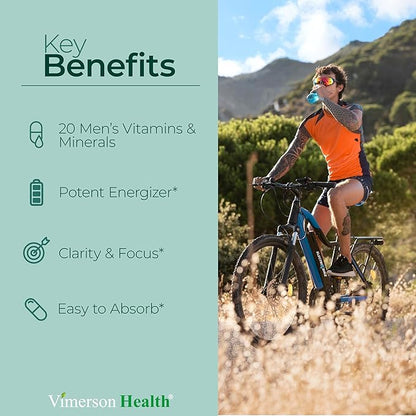 Multivitamin for Men - Daily Mens Multivitamins & Multiminerals with Vitamin D, Vitamin C, B12 Zinc, Iron. Essential Vitamins for Men - Energy, Focus, Stamina, Performance, Mens Health. 60 Liquid Caps