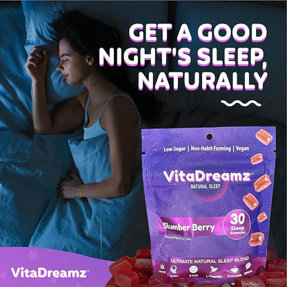 Melatonin Gummies for Sleep - Natural Sleep Aid Supplement with L-Theanine & GABA - SleepEZ Pillowz 30 Count