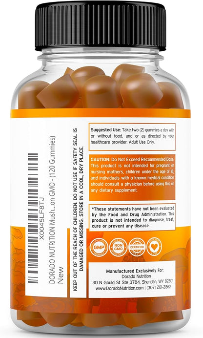 Glucosamine Chondroitin (60 Count) Joint Supplements for Men & Women - Delicious Raspberry Flavor and Mushroom 10 in 1 Blend (120 Gummies) Focus & Brain Mushroom Supplement - Vegan & USA Made