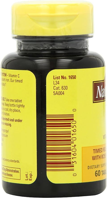 Nature Made Vitamin C 1000 mg Time Release Tablets with Rose Hips, 60 Count to Help Support the Immune System