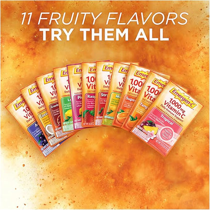 Emergen-C 1000mg Vitamin C Powder, with Antioxidants, B Vitamins and Electrolytes, Immunity Supplements for Immune Support, Caffeine Free Fizzy Drink Mix, Pink Lemonade Flavor - 30 Count (Pack of 12)