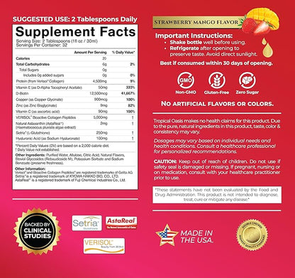 Liquid Collagen Glow for Women & Men– 5000mg VERISOL Hydrolyzed Collagen Peptides + Biotin | Supports Skin Elasticity, Hair Growth, Strong Nails | Clinically Studied Ingredients| 32 Serv