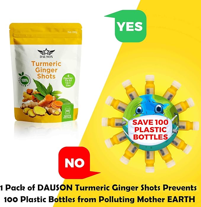 Turmeric Shots with Ginger, Piperine, Vitamins, Zinc & Orange | High Bioavailability Supplement for Joint, Heart, Brain, Gut & Skin Health | Curcumin Immune Support | 100 Shots