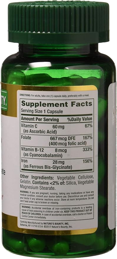 Nature's Bounty Gentle Iron 28 mg 90 Capsules
