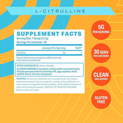 Podium Nutrition, Solos | L-Citrulline, 30 Servings, Unflavored, Boost Athletic Performance
