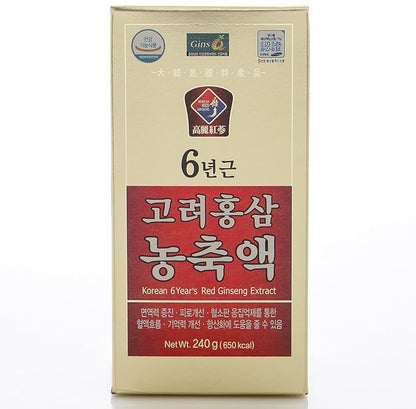 240g(8.5oz), 100% Pure Korean 6years Root Red Ginseng Extract, Saponin, Panax