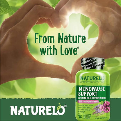 NATURELO Menopause Supplements for Women, Herbal Blend with Black Cohosh for Menopause Hot Flashes Advanced Estrogen Multi-Symptom Formula 90 Capsules (Pack of 2)