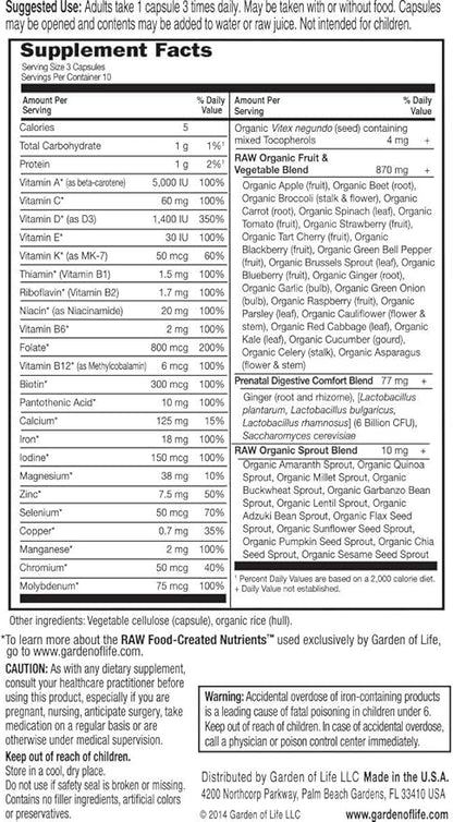 Garden of Life Vitamin Code RAW Prenatal - 30 Vegetarian Capsules