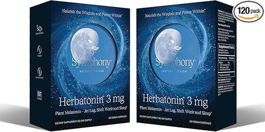 Herbatonin 3mg - The First Natural Plant Melatonin Adult Sleep Aid, Circadian Rhythm Support for Jet Lag, Shift Work, General Sleeplessness - 120 Pure Vegan Capsules (120 Day Supply)