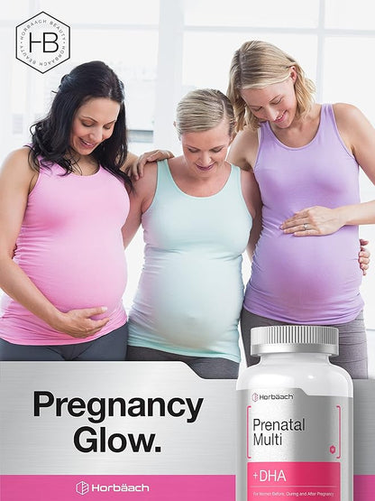 Horbäach Women's Prenatal Multivitamin with DHA, Iron and Folic Acid | 90 Softgels | Non-GMO & Gluten Free