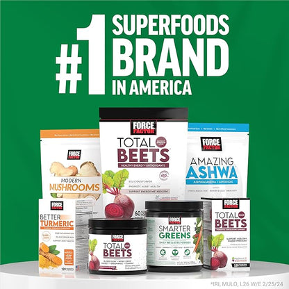 FORCE FACTOR Smarter Greens Superfoods + Energy Powder to Boost Energy & Support Digestion, Gut Health, Bloating, Greens Powder with Digestive Enzymes, Probiotics & Prebiotics, Lemon Lime, 90 Servings