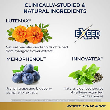 Body Kitchen EXEED Mind Crafted Supports Mental Clarity, Cognitive Function, with Memophenol, Lutemax 20/20, InnovaTea, Veggie Caps, 60 Count