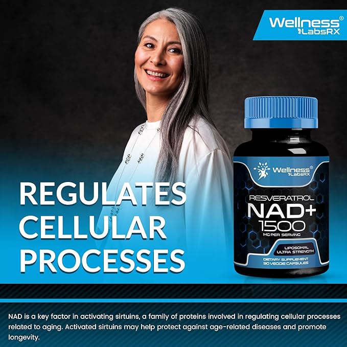 NAD Supplement, 1500mg - Liposomal NAD+ Supplement with Resveratrol, NAD Plus Boosting - Support Cellular Health, Stamina & Healthy Aging - Ultra Strength Capsules, USA Made - 3 Pack