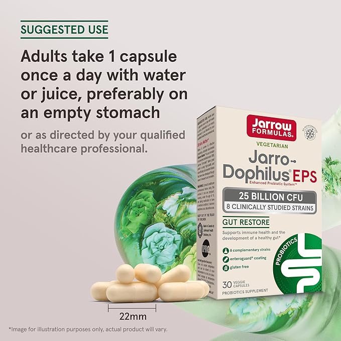 Jarrow Formulas Probiotics for Women and Men Digestive Health - Probiotic Nutritional Supplements, Gut Health, 25 Billion CFU, 30 Capsules, 30 Day Supply