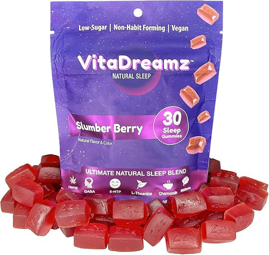 Melatonin Gummies for Sleep - Natural Sleep Aid Supplement with L-Theanine & GABA - SleepEZ Pillowz 30 Count
