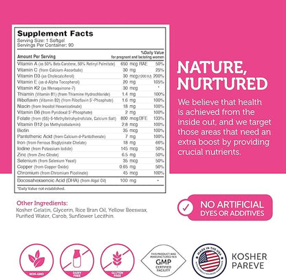 Zahler Mighty Mini Prenatal Vitamin with DHA & Folate - Certified Kosher - All Natural Prenatal Vitamins - Multivitamin for Pregnant Women - 19 Prenatal Vitamins Including Folic Acid (90 Softgels)