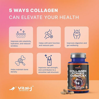 5-IN-1 Collagen Peptides 1800mg, 90 Capsules - Type I, II, III, V, X - Collagen Supplements Capsules for Women and Men - Hydrolyzed Protein, Healthy Hair, Skin, Nails and Joint support supplement