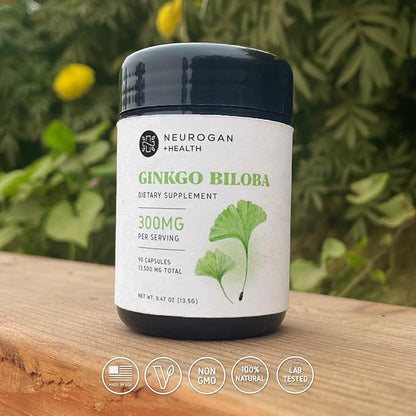 Neurogan Ginkgo Biloba Capsules 13,500,mg | Cognitive Health Supplements for Memory & Focus | Ginkgo Biloba Herbal Supplement, 300mg Per Serving, 90 Ct | Made in USA